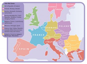 Interrail map -- leaving out parts of Norway, Sweden, Finland, Marocco and Turkey