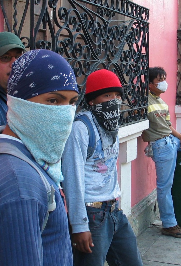 Many demonstrators hide their faces in fear of being "disappeared" later on.